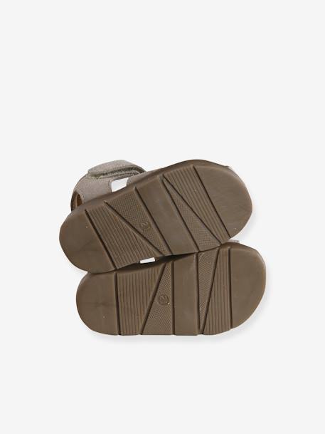 Gesloten sandalen met klittenband van leer voor baby's jeansblauw+zandbeige - vertbaudet enfant 