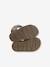 Gesloten sandalen met klittenband van leer voor baby's jeansblauw+zandbeige - vertbaudet enfant 