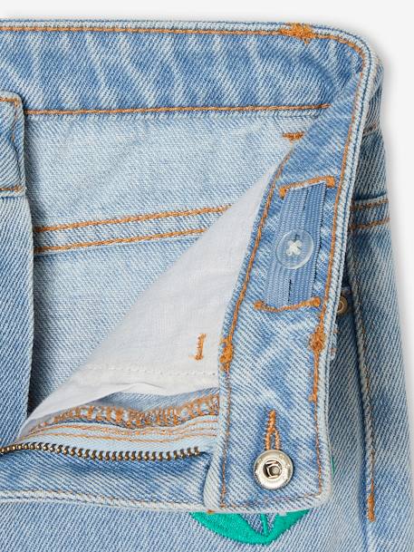 Mom meisjesjeans met bloemenborduurwerk blauw+lichtblauw+middenblauw - vertbaudet enfant 