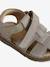 Gesloten sandalen met klittenband van leer voor baby's jeansblauw+zandbeige - vertbaudet enfant 