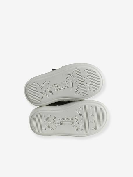 Leren sneakers met klittenband ecru+grijsblauw - vertbaudet enfant 