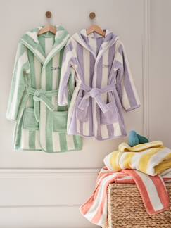 -Gestreepte badjas voor volwassenen TRANSAT familie-capsulecollectie, personaliseerbaar, met gerecycled katoen