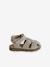 Gesloten sandalen met klittenband van leer voor baby's jeansblauw+zandbeige - vertbaudet enfant 