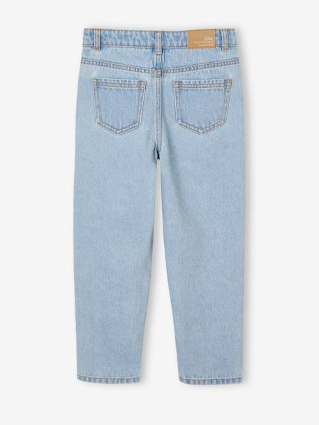 Mom meisjesjeans met bloemenborduurwerk blauw+lichtblauw+middenblauw - vertbaudet enfant 