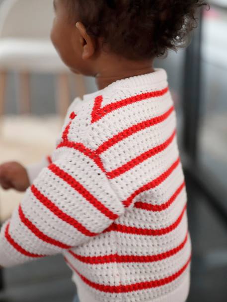 Gebreid vestje voor baby's rood, gestreept - vertbaudet enfant 