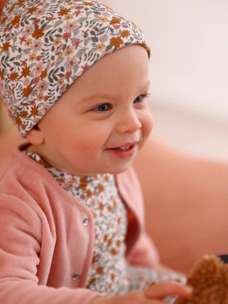 Geboorteset personaliseerbaar rompertje + tuinbroek + muts + vest rozen - vertbaudet enfant 