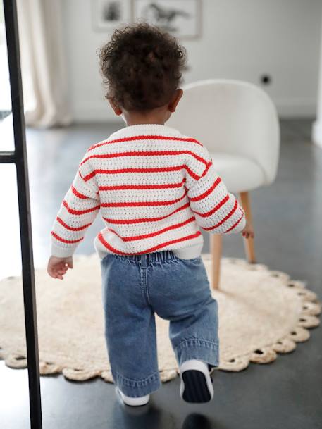 Gebreid vestje voor baby's rood, gestreept - vertbaudet enfant 