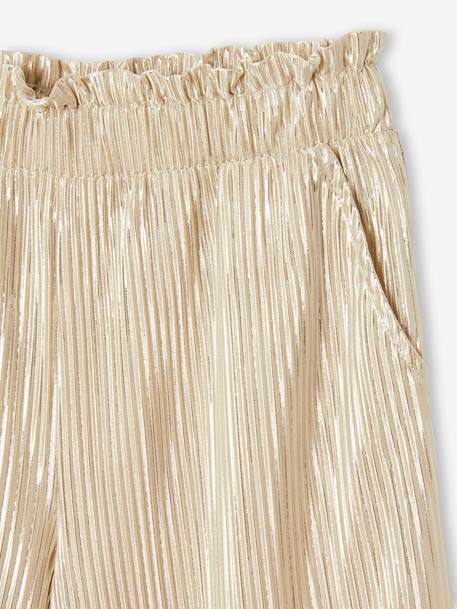Wijde lamé meisjesbroek met geplooid effect goud - vertbaudet enfant 