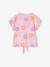 Gestreept T-shirt voor meisjes met sierstrik lavendel+rozen+wit - vertbaudet enfant 