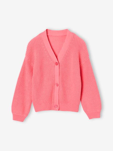 Meisjesvestje van kabeltricot rozen+vanille - vertbaudet enfant 