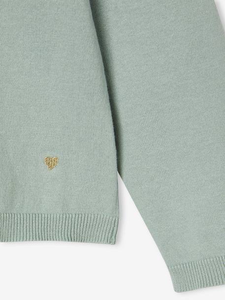 Meisjesvest Basics van fijn breisel antraciet+gemêleerd beige+grijsblauw+marineblauw+pruim+rozenhout+smaragdgroen+vanille - vertbaudet enfant 