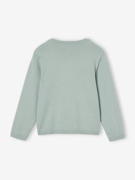 Meisjesvest Basics van fijn breisel antraciet+gemêleerd beige+grijsblauw+marineblauw+pruim+rozenhout+smaragdgroen+vanille - vertbaudet enfant 