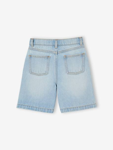 Bermuda jeans met geborduurde bloemen lichtblauw+middenblauw - vertbaudet enfant 