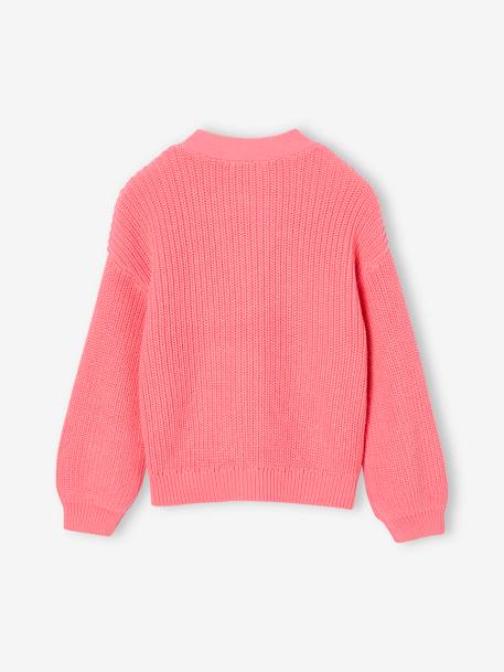 Meisjesvestje van kabeltricot rozen+vanille - vertbaudet enfant 