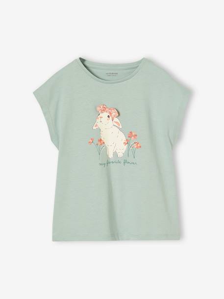 Meisjesshirt met dierenmotief abrikoos+grijsblauw - vertbaudet enfant 