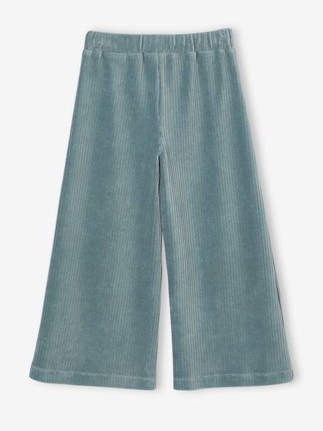 Wijde, fluwelen broek voor meisjes antraciet+bruin+chocoladebruin+ecru+grijsblauw+kaki+pruim+rozen+zachtpaars - vertbaudet enfant 