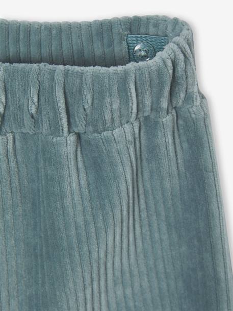 Wijde, fluwelen broek voor meisjes antraciet+bruin+chocoladebruin+ecru+grijsblauw+kaki+pruim+rozen+zachtpaars - vertbaudet enfant 