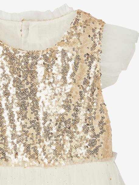 Feestjurk van tule met lovertjes en pailletten goud - vertbaudet enfant 