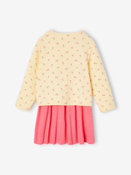 Meisjesset gewatteerd jack met bloemenprint + jurk rozen - vertbaudet enfant 