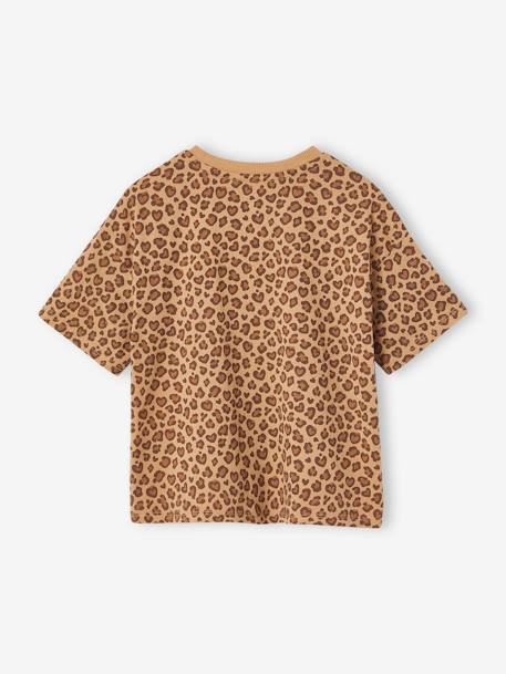 Bedrukt meisjesshirt met korte mouwen antraciet+beige+lichtgeel+zandbeige - vertbaudet enfant 