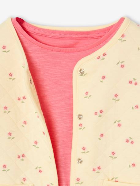 Meisjesset gewatteerd jack met bloemenprint + jurk rozen - vertbaudet enfant 