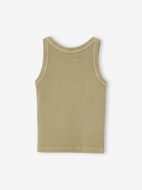 Meisjessweater in ribstof beige+blauw, gestreept+ecru+saliegroen - vertbaudet enfant 