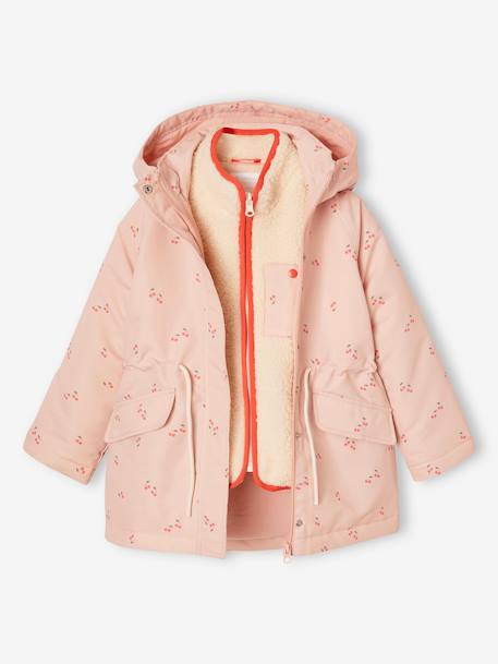 3-in-1 parka voor meisjes lichtroze - vertbaudet enfant 