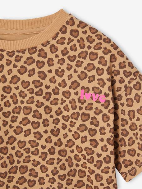 Bedrukt meisjesshirt met korte mouwen antraciet+beige+lichtgeel+zandbeige - vertbaudet enfant 