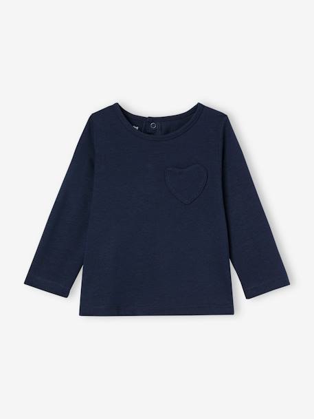 Set van 3 Basics T-shirts met lange mouwen ecru+rood, gestreept - vertbaudet enfant 