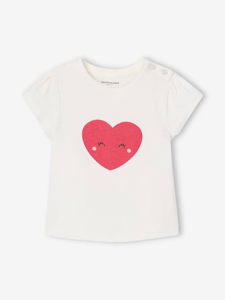 Set van 3 Basics T-shirts met lange mouwen ecru+rood, gestreept - vertbaudet enfant 