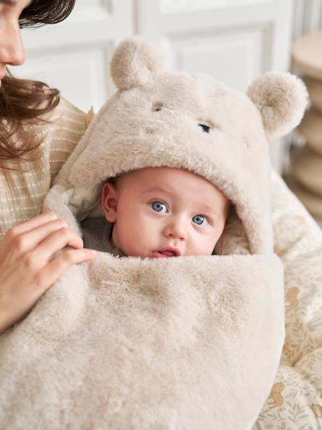 Pluche engelennestje dat kan worden omgevormd Beer beige+beige, bedrukt+kaki+muisgrijs+roze, bedrukt - vertbaudet enfant 