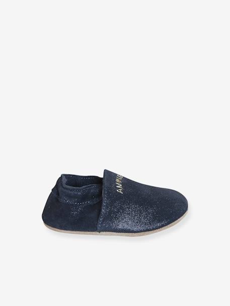 Elastische leren babyschoentjes in soepel leer goud+nachtblauw+oudroze+roze (poederkleur)+roze, bedrukt+veel roze+wit, bedrukt - vertbaudet enfant 