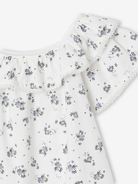 Blouse met bloemenprint voor meisjes wit - vertbaudet enfant 