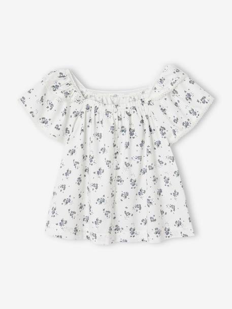 Blouse met bloemenprint voor meisjes wit - vertbaudet enfant 