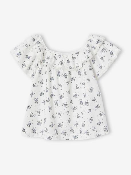 Blouse met bloemenprint voor meisjes wit - vertbaudet enfant 