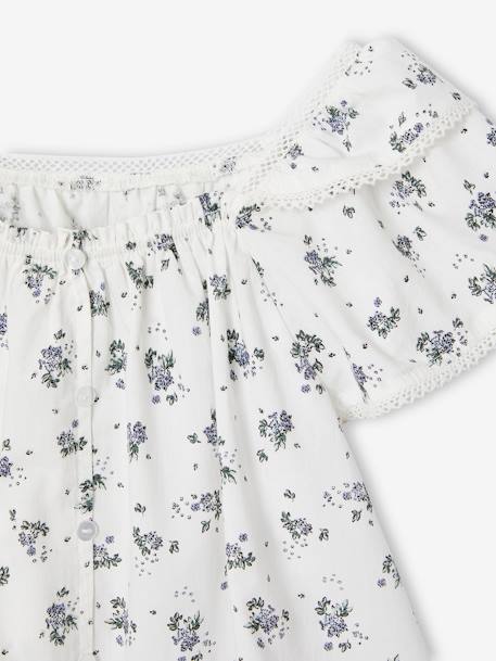 Blouse met bloemenprint voor meisjes wit - vertbaudet enfant 