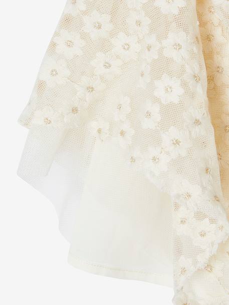 Broderiejurk met iriserende bloemen vanille - vertbaudet enfant 