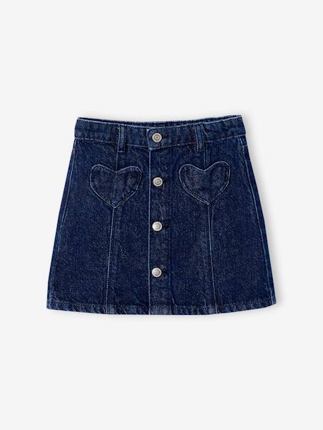 Jeans meisjesrok met knopen ongewassen denim - vertbaudet enfant 