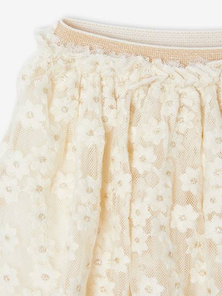 Broderiejurk met iriserende bloemen vanille - vertbaudet enfant 