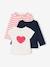 Set van 3 Basics T-shirts met lange mouwen ecru+rood, gestreept - vertbaudet enfant 