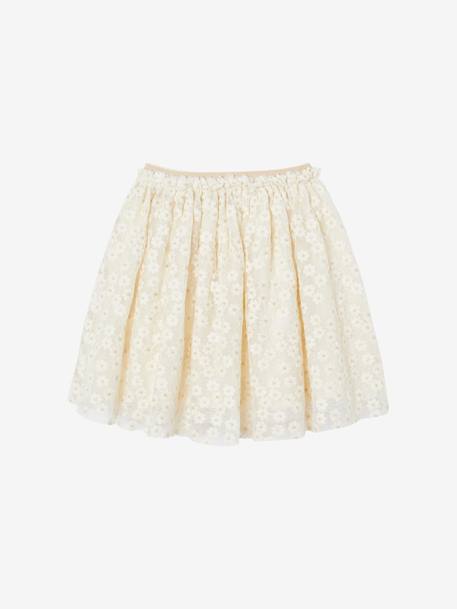 Broderiejurk met iriserende bloemen vanille - vertbaudet enfant 