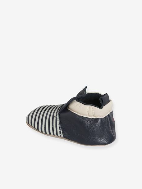Tweekleurige elastische babyschoentjes van zacht leer blauw, gestreept - vertbaudet enfant 