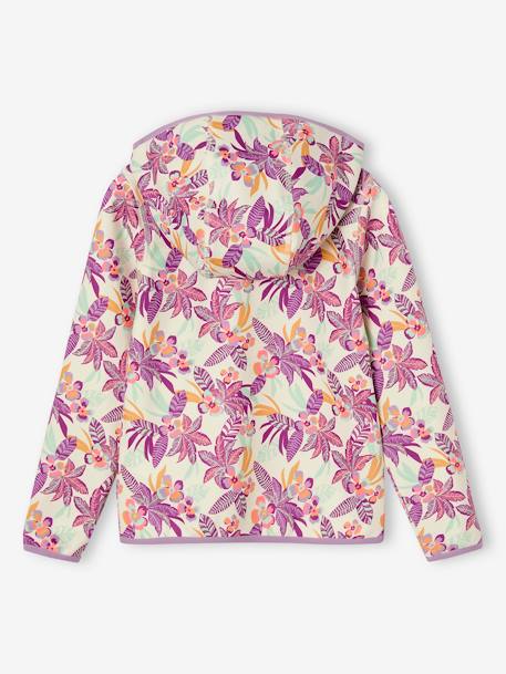 Sport sweatshirt met rits en bloemenprint in technisch materiaal antraciet+ecru+groen, bedrukt+oudroze - vertbaudet enfant 