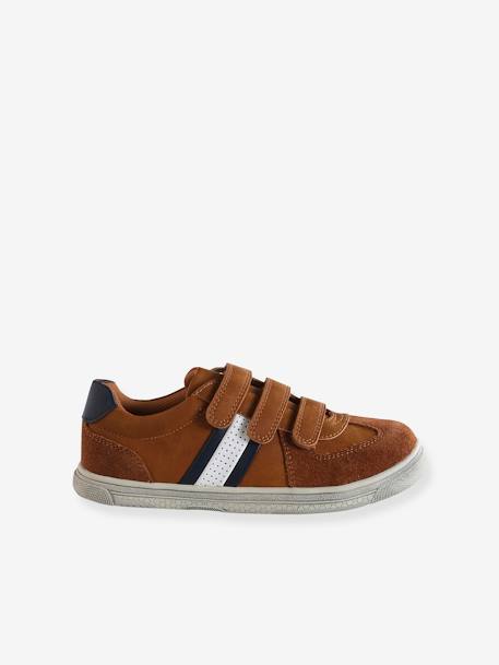 Tennisschoenen met klittenband voor jongens bruin+NAVY - vertbaudet enfant 