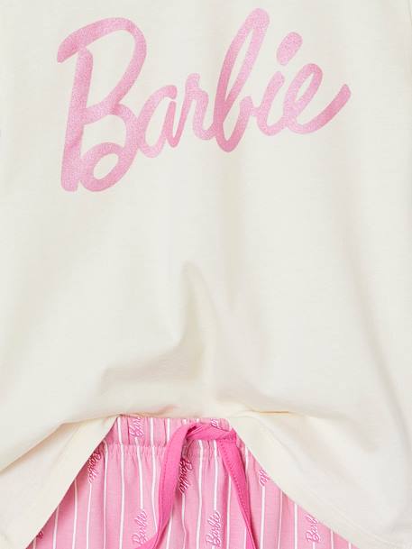 Kurzer Mädchen Schlafanzug BARBIE mit Glanzmotiv snoepjesroze - vertbaudet enfant 