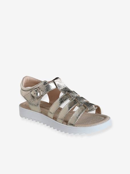 Kindersandalen met meerdere bandjes goud+zwart - vertbaudet enfant 