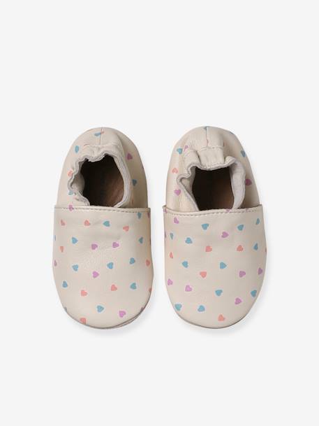 Elastische leren babyschoentjes in soepel leer goud+nachtblauw+oudroze+roze (poederkleur)+roze, bedrukt+veel roze+wit, bedrukt - vertbaudet enfant 