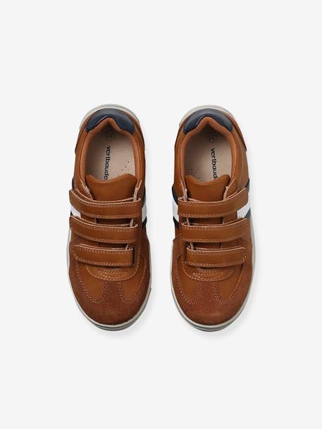 Tennisschoenen met klittenband voor jongens bruin+NAVY - vertbaudet enfant 