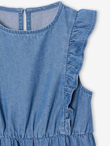 Denim meisjesjurk met ruches stone - vertbaudet enfant 