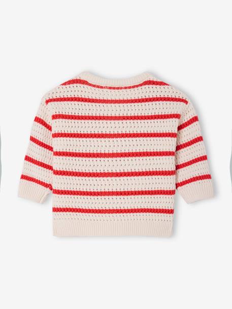 Gebreid vestje voor baby's rood, gestreept - vertbaudet enfant 